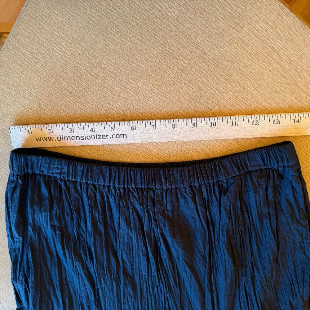 Black Cotton Tiered Lined Crinkle Maxi Skirt NWT elastic-waist boho festival - Picture 4 of 11